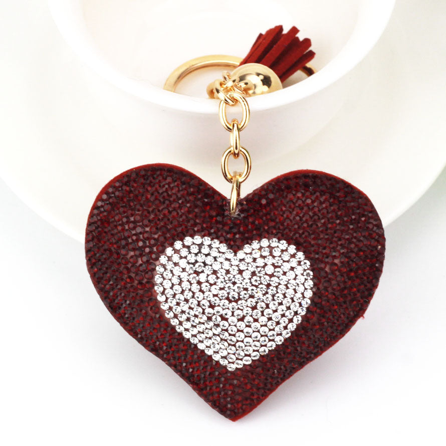 Wholesale Valentine's Day Double Color Peach Heart Keychain