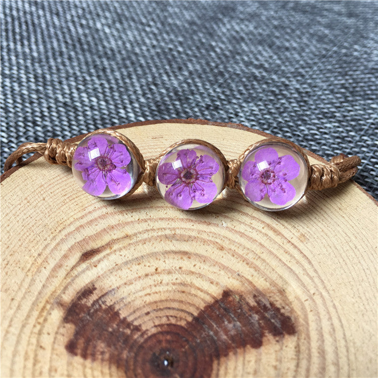 Wholesale Dried Flower Bracelet&Time Gemstone Narcissus Eternal Flower Weaving Bracelet