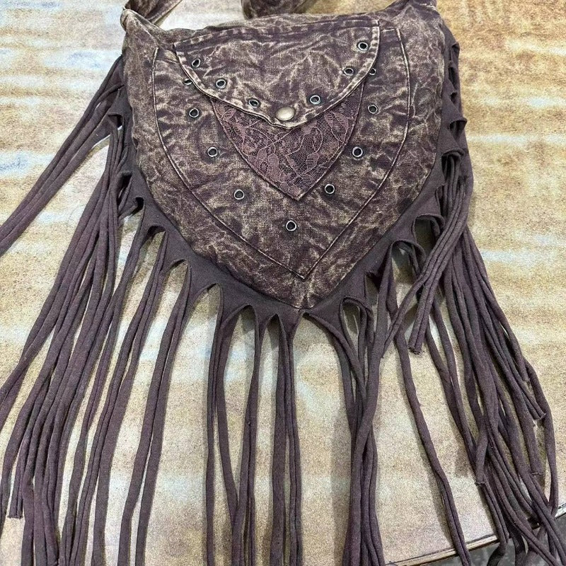 Wholesale Hippie Wasteland Style Bohemian Ethnic Style Niche Tassel Crossbody Shoulder Bag
