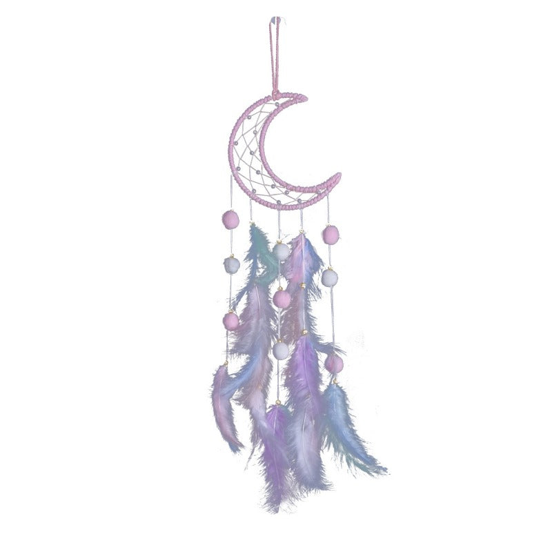 Wholesale Girly Handmade Dream Catcher Pendant Feather Woven Pendant Cute Dream Catcher