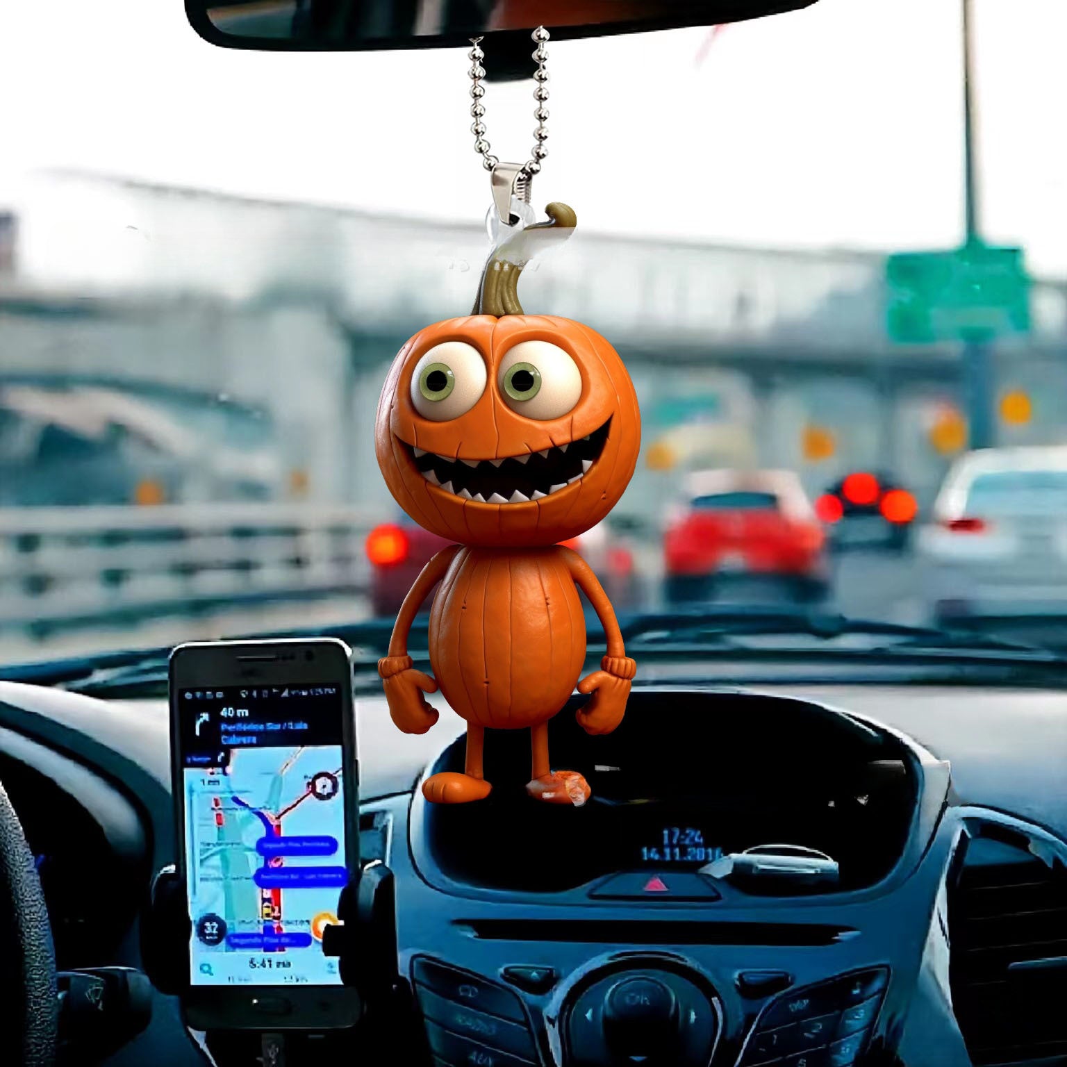 Wholesale Halloween Acrylic Pumpkin Man Car Pendant