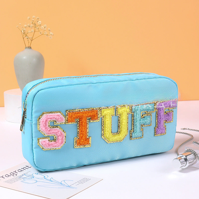 Wholesale Waterproof Embroidered Letters Nylon Cosmetic Bag