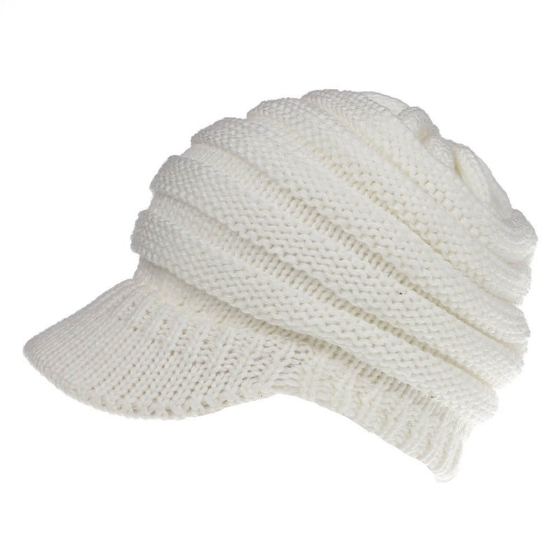 Wholesale Women's Knitted Baseball No Logo Open Ponytail Ski Sports Cap