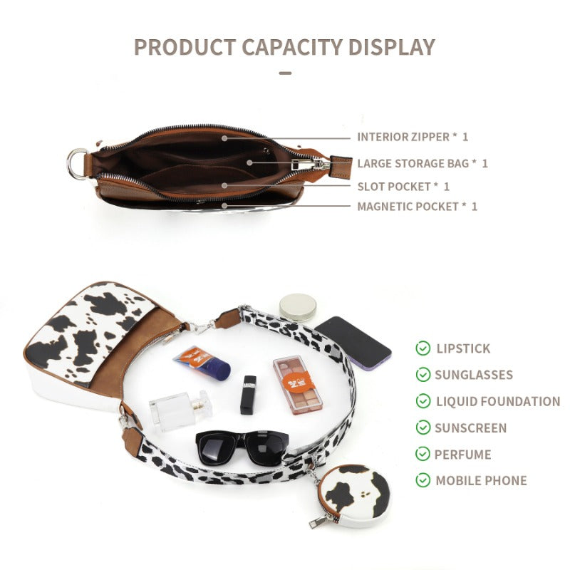 Wholesale Cow Solid Color Webbing Adjustable Shoulder Strap Large Capacity Shoulder Bags