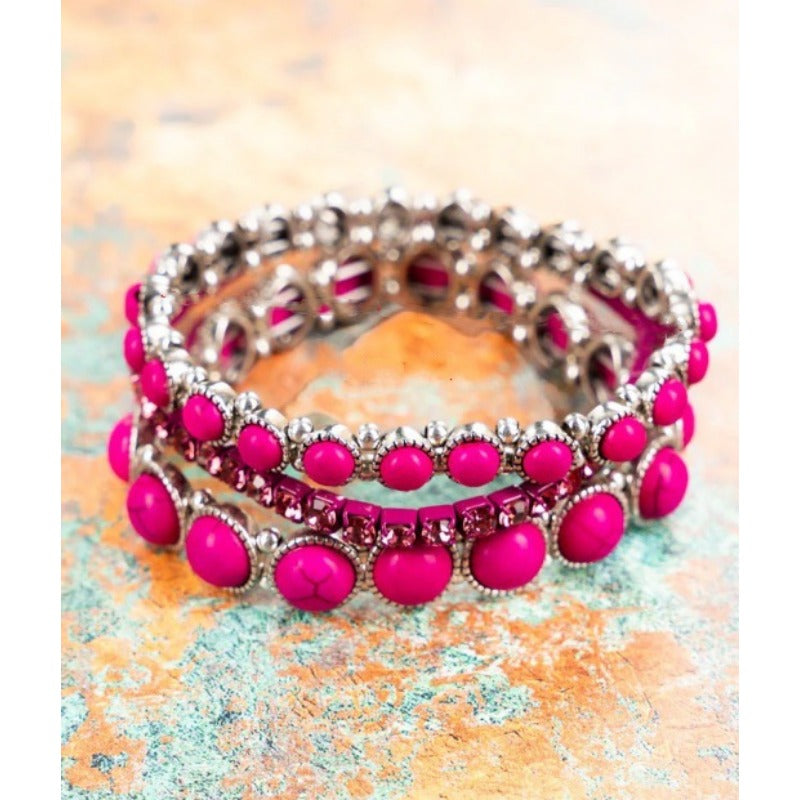 Wholesale Fashion Retro Bohemian Style Inlaid Turquoise Rhinestone Alloy Bracelet