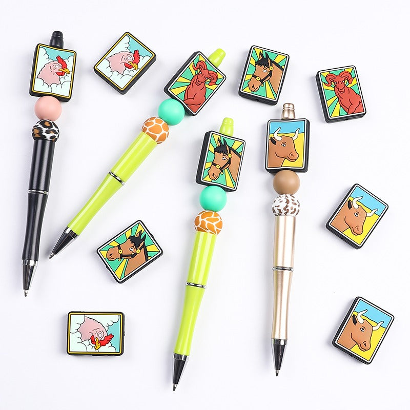 Wholesale 20pcs Bullfighting Horse Rooster Pattern Silicone Beads