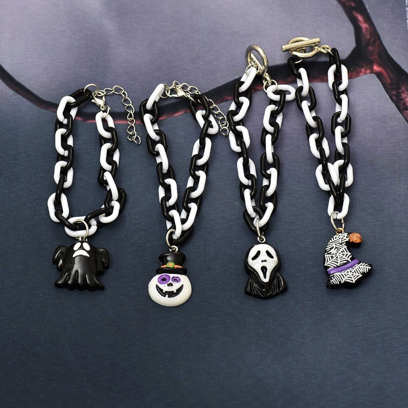 Wholesale Halloween Cartoon Resin Ghost Skull Bracelet 4-piece Set