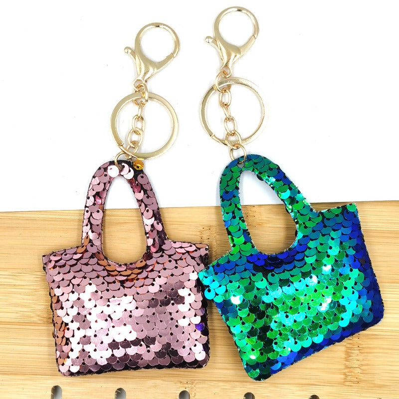 Wholesale Reflective Double-sided Sequin Bag Sequin Car Keychains