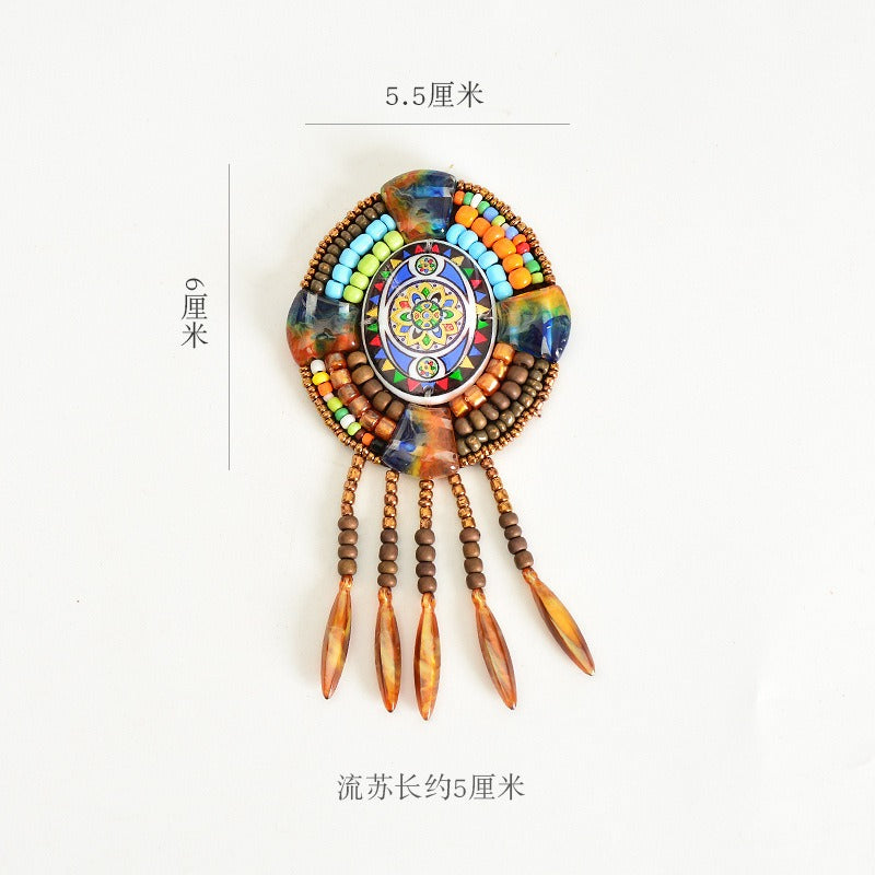 Wholesale DIY Handmade Beaded Cloth Patch Bohemian Tassel Hat Clothing Decoration