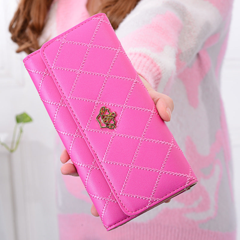 Wholesale PU Rhombus Love Crown Wallet