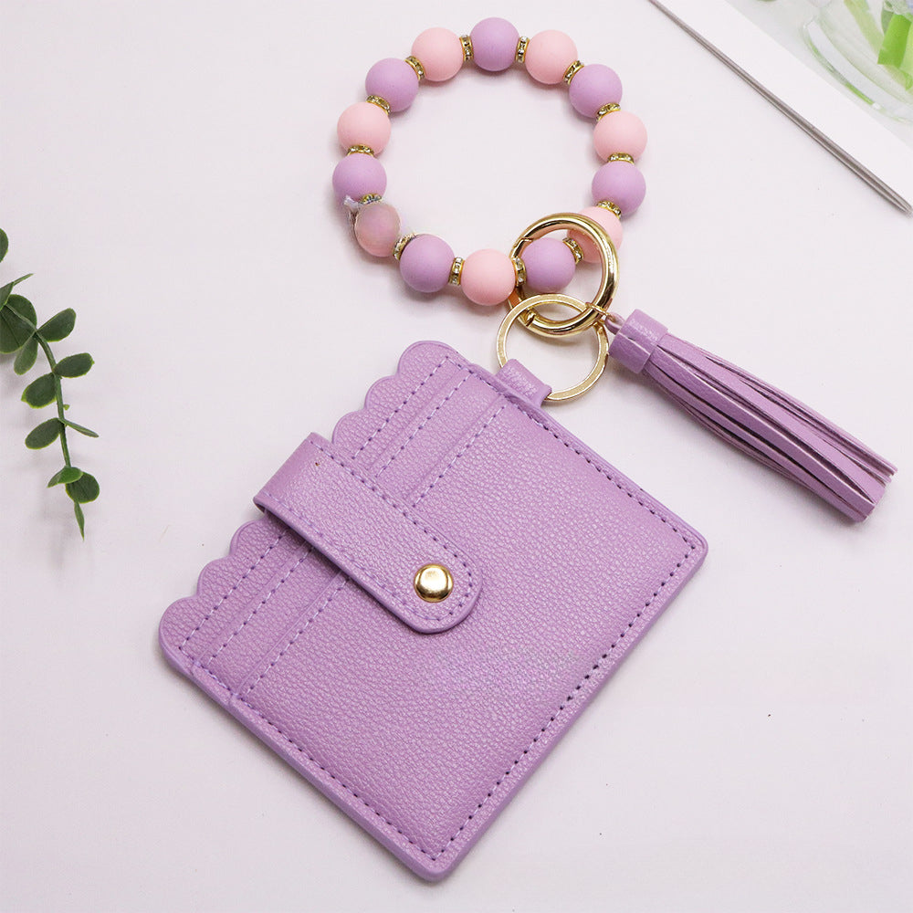 Wholesale Colorful Card Holder Silicone Bracelet Keychain
