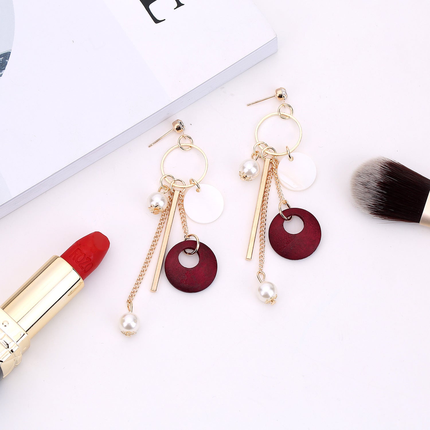 Wholesale Shell Pearl Tassel Earrings Long Drop Design Trendy Chic Jewelry Accessory Gift