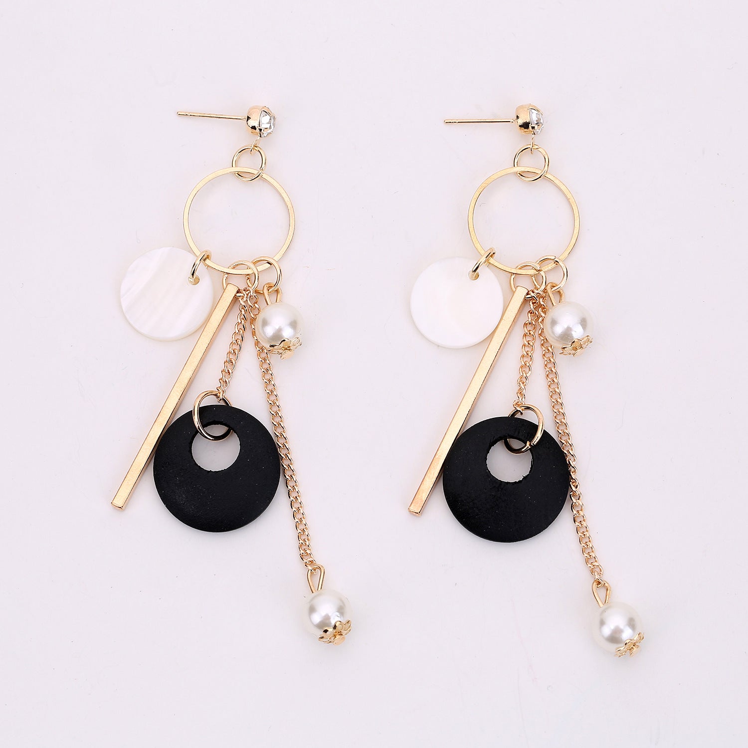 Wholesale Shell Pearl Tassel Earrings Long Drop Design Trendy Chic Jewelry Accessory Gift