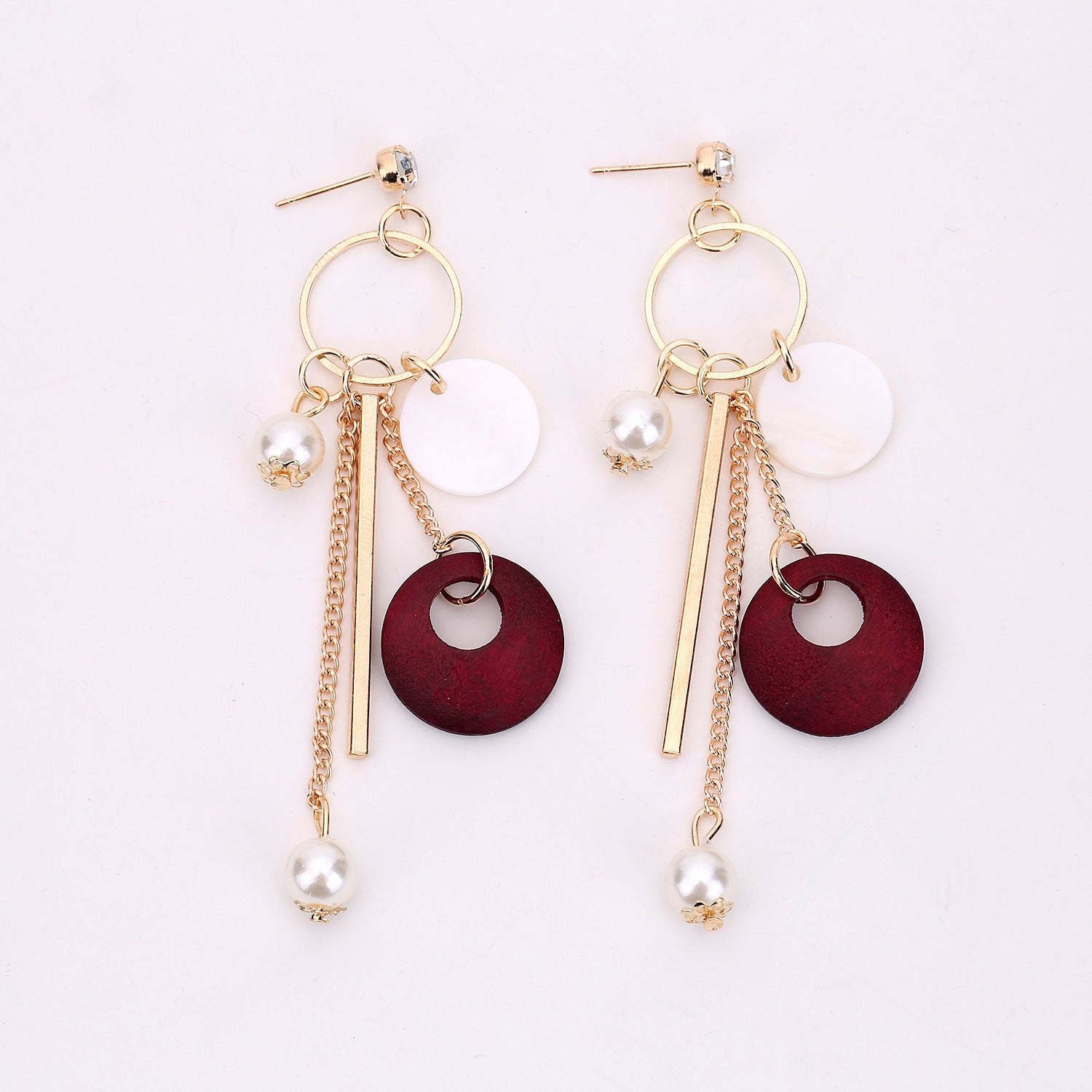Wholesale Shell Pearl Tassel Earrings Long Drop Design Trendy Chic Jewelry Accessory Gift