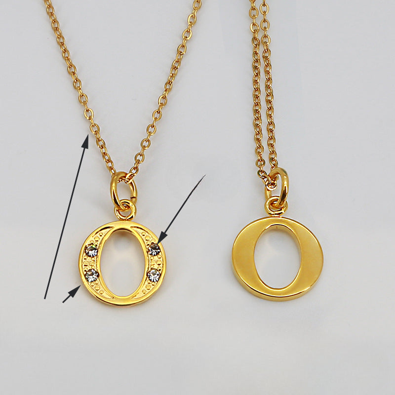 Wholesale Titanium Steel Diamond Letter Necklace Clavicle Chain