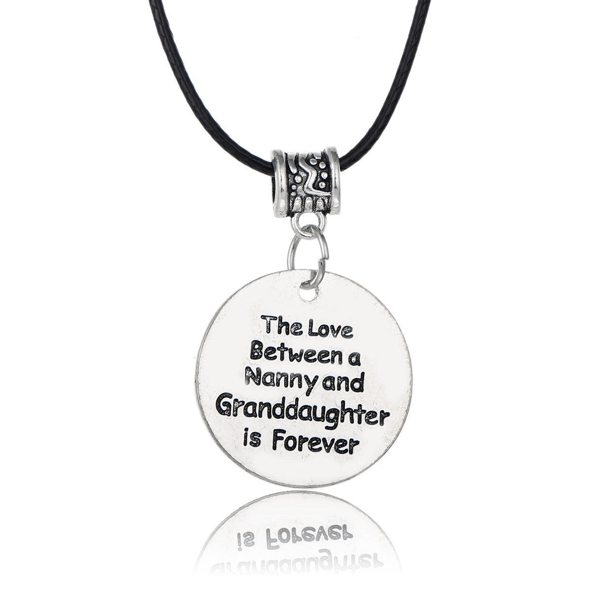 Wholesale Gothic Home Warmth Series English Engraved Pendant Leather Rope Necklace