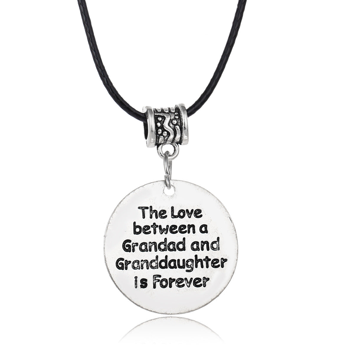 Wholesale Gothic Home Warmth Series English Engraved Pendant Leather Rope Necklace