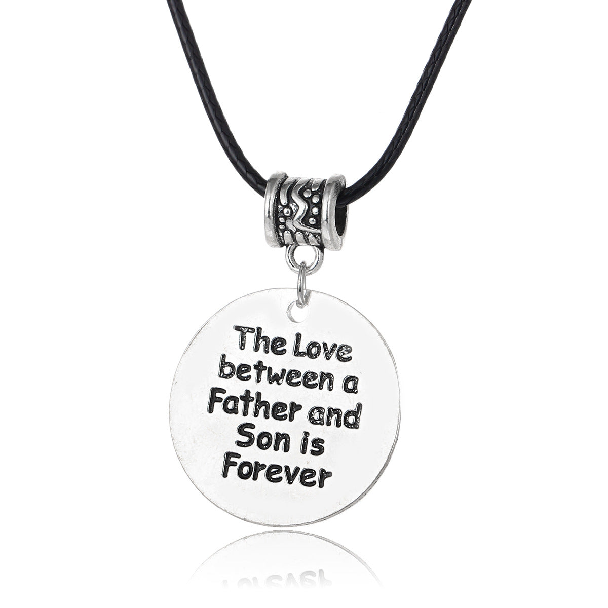 Wholesale Gothic Home Warmth Series English Engraved Pendant Leather Rope Necklace