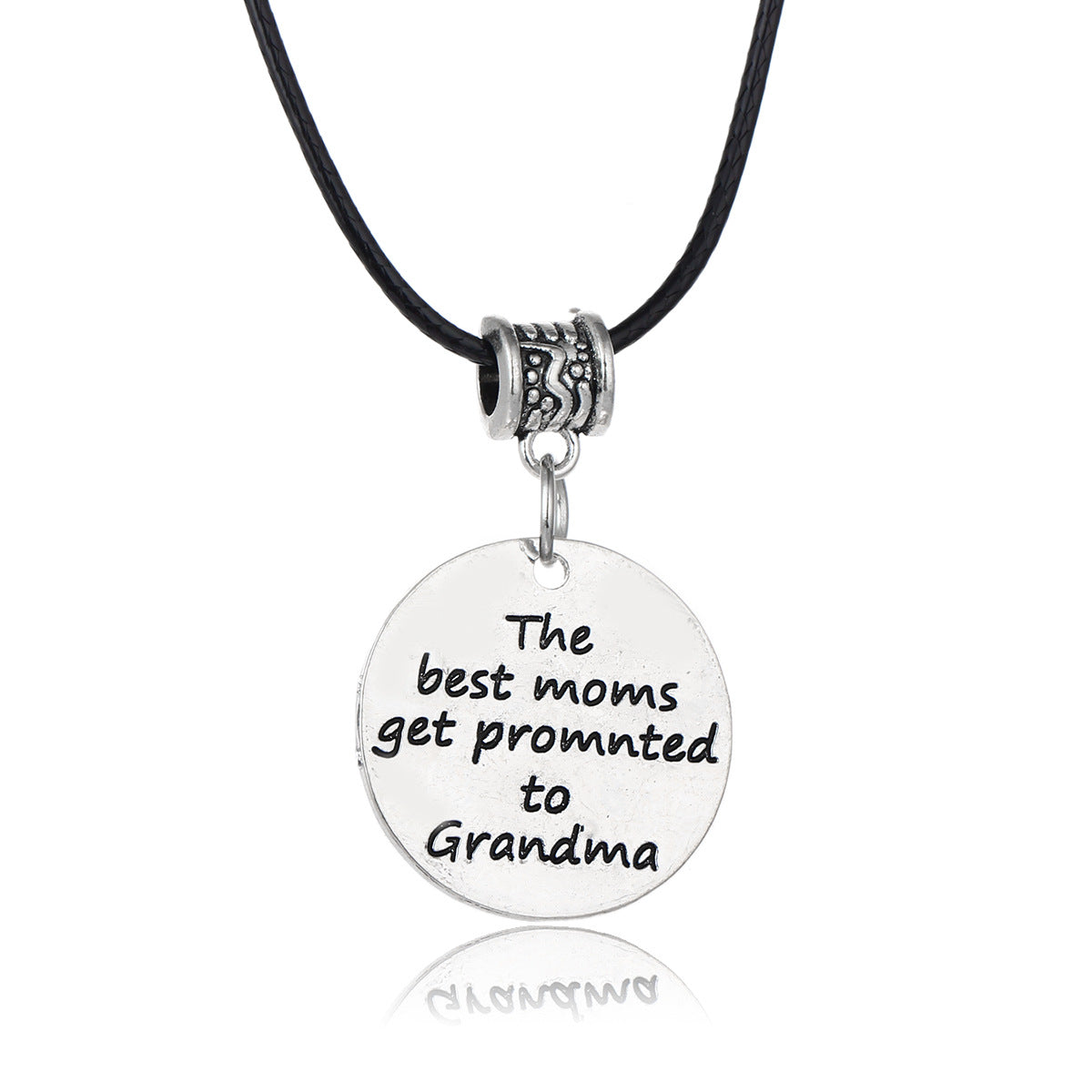 Wholesale Gothic Home Warmth Series English Engraved Pendant Leather Rope Necklace