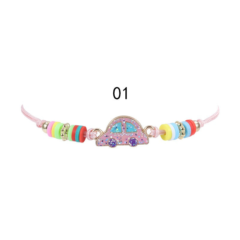 Wholesale Alloy Butterfly Rainbow Flower Shape Polymer Clay Children's Bracelet Necklace