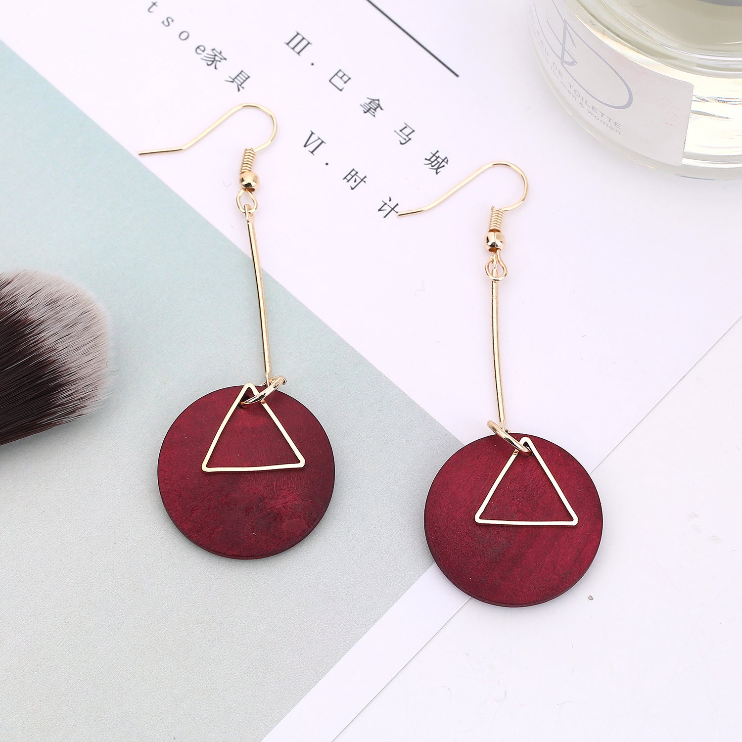 Wholesale Korean Style Triangle Circle Earrings Handmade Shell Fashion Jewelry For Women Trendy Party Accessory Boutique Resale Gift