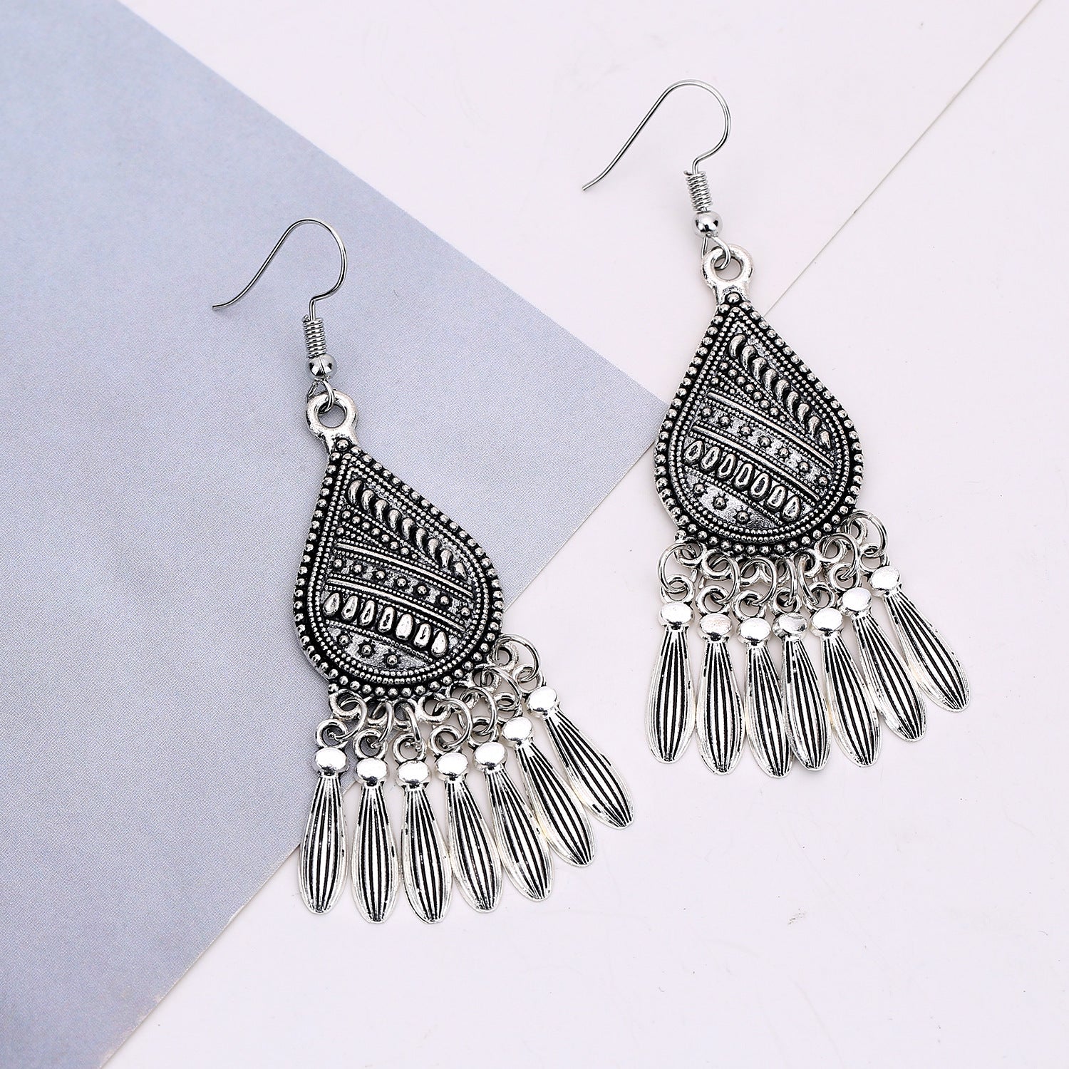 Wholesale Bohemian Tassel Earrings Retro Ethnic Hollow Alloy Electroplated Fashion Accessory Gift