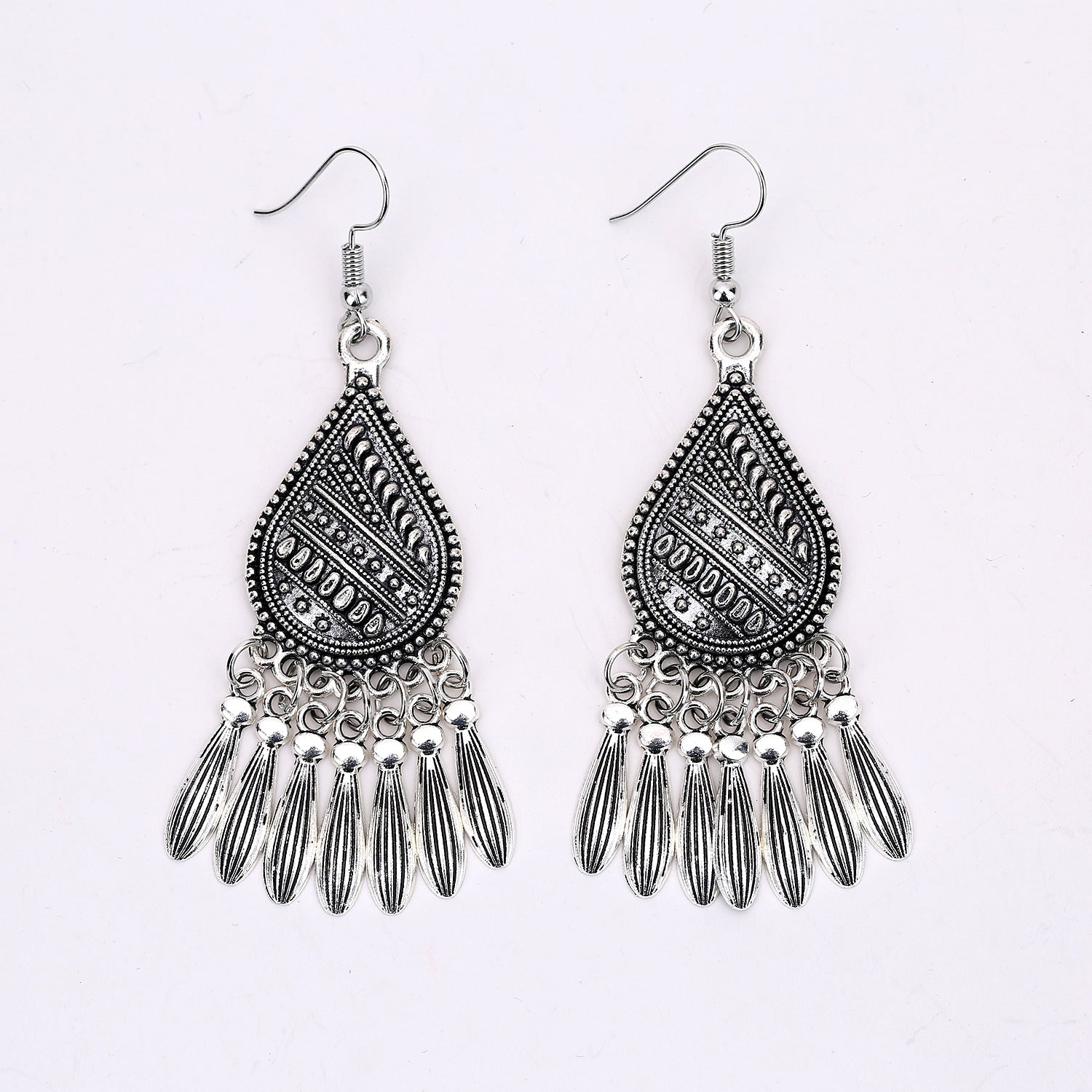 Wholesale Bohemian Tassel Earrings Retro Ethnic Hollow Alloy Electroplated Fashion Accessory Gift