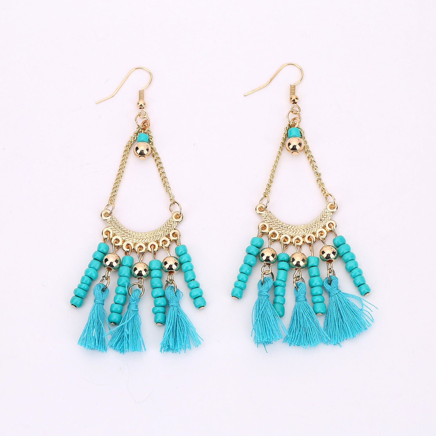Wholesale Green Alloy Tassel Earrings For Women Geometric Nature Style Fashion Jewelry Accessory Gift Boutique Resale