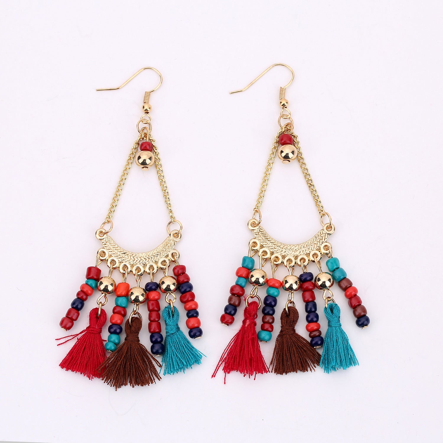 Wholesale Green Alloy Tassel Earrings For Women Geometric Nature Style Fashion Jewelry Accessory Gift Boutique Resale