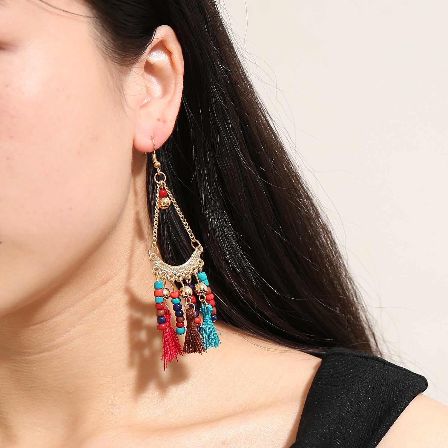Wholesale Green Alloy Tassel Earrings For Women Geometric Nature Style Fashion Jewelry Accessory Gift Boutique Resale