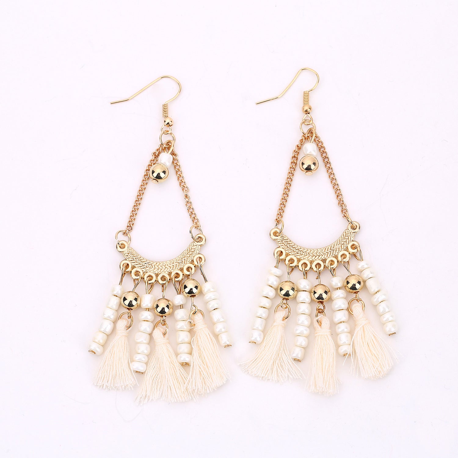 Wholesale Green Alloy Tassel Earrings For Women Geometric Nature Style Fashion Jewelry Accessory Gift Boutique Resale