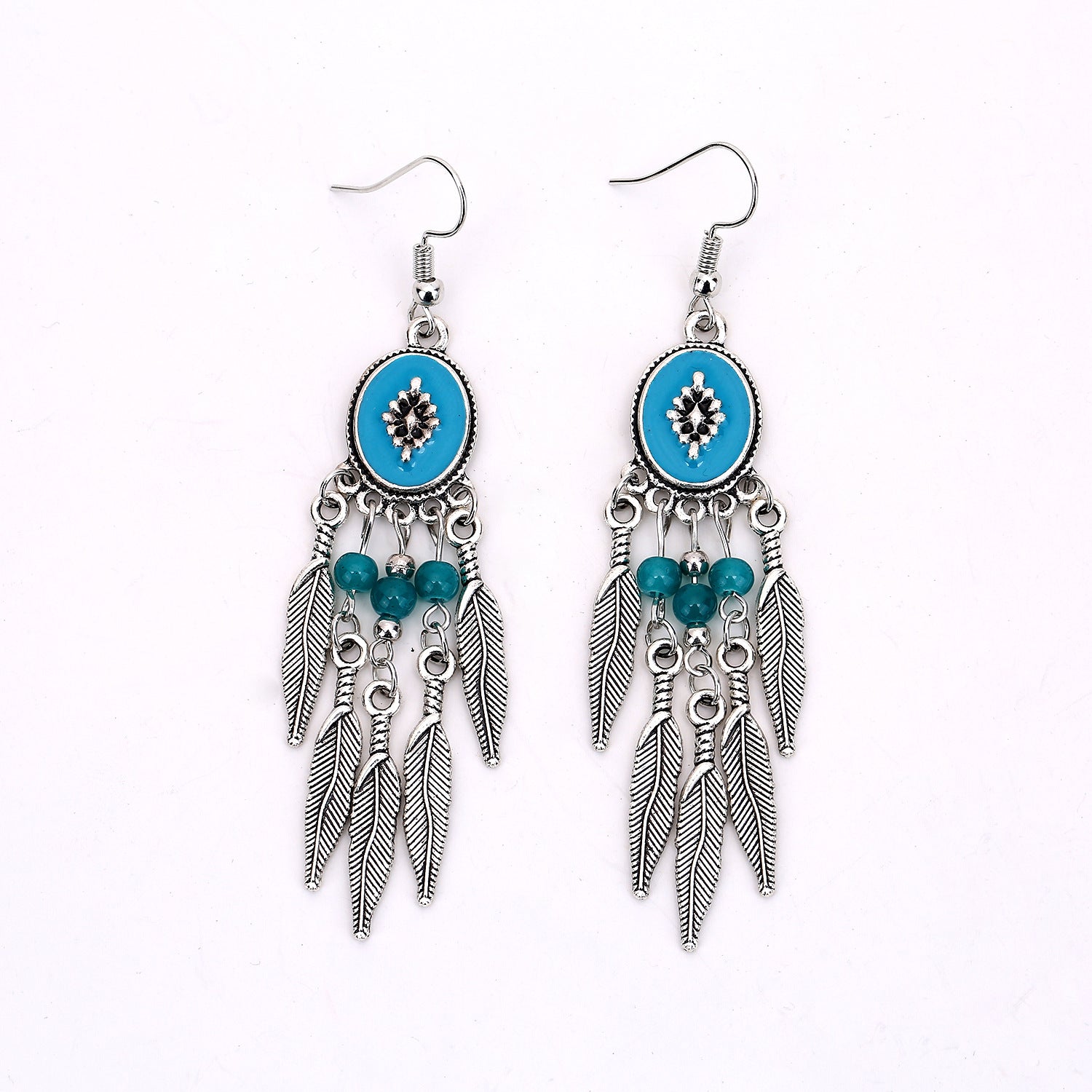 Wholesale Electroplated Alloy Retro Bohemian Turquoise Stud Earrings Ethnic Style Jewelry Gift
