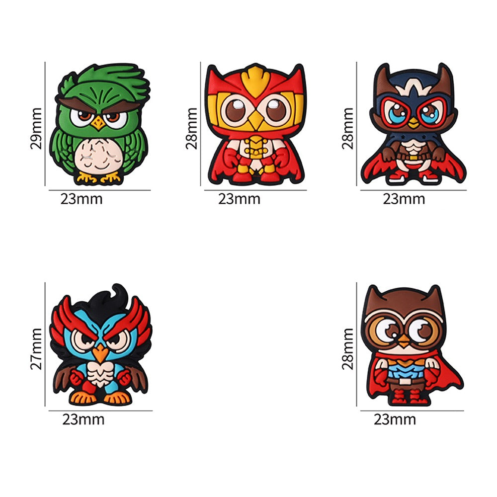 Wholesale 20pcs Cartoon Owl Superman Silicone Beads