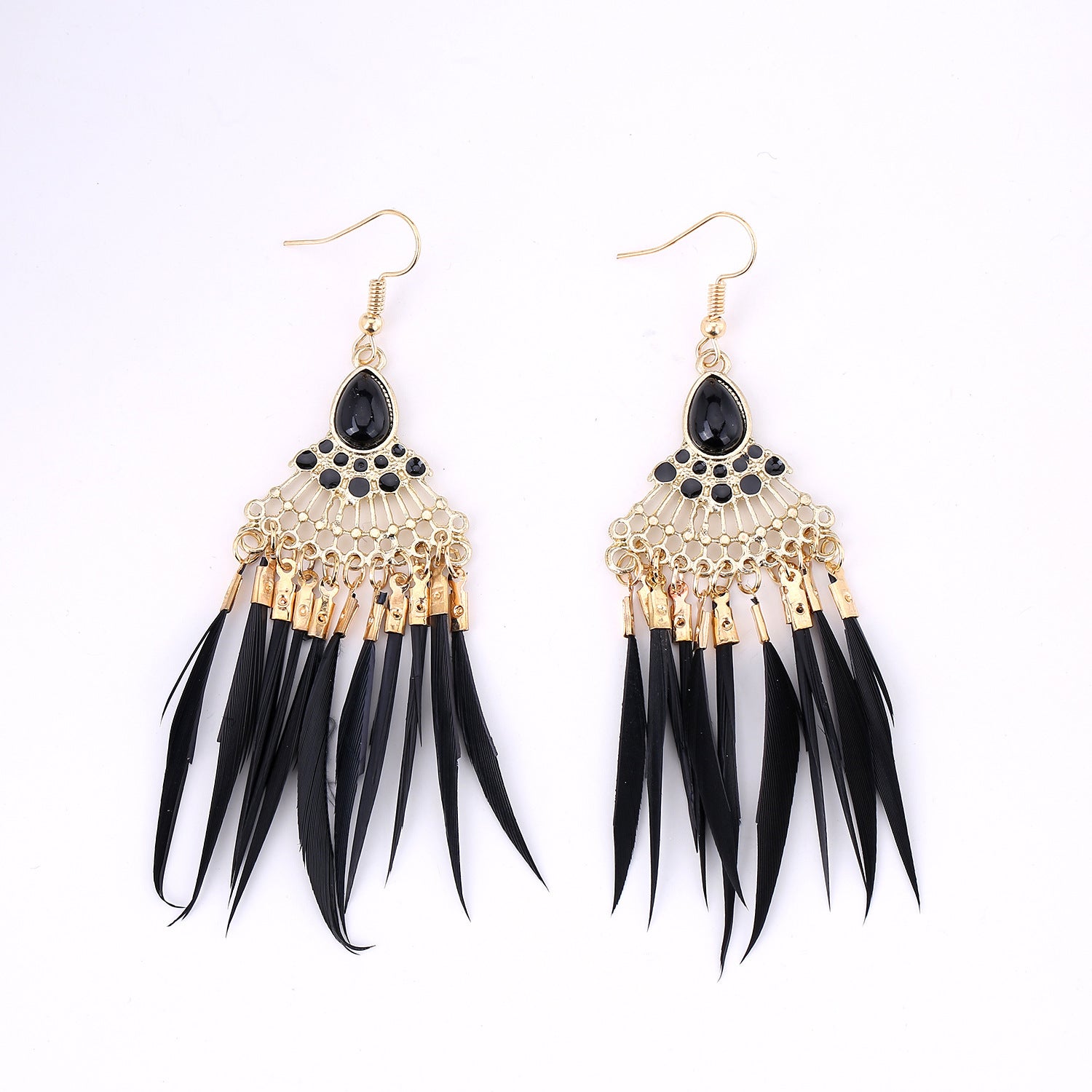 Wholesale Retro Tassel Feather Earrings For Women Chic Bohemian Long Drop Earring Party Fashion Jewelry Accessory