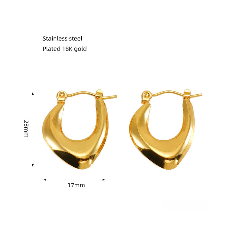 Wholesale Stainless Steel Plated 18K Gold Hollow Heart Earrings