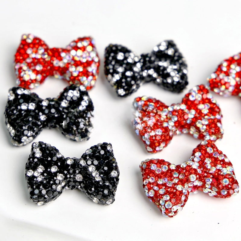 Wholesale 5PCS Clay Diamond Bow Full Diamond Five-pointed Star Beads