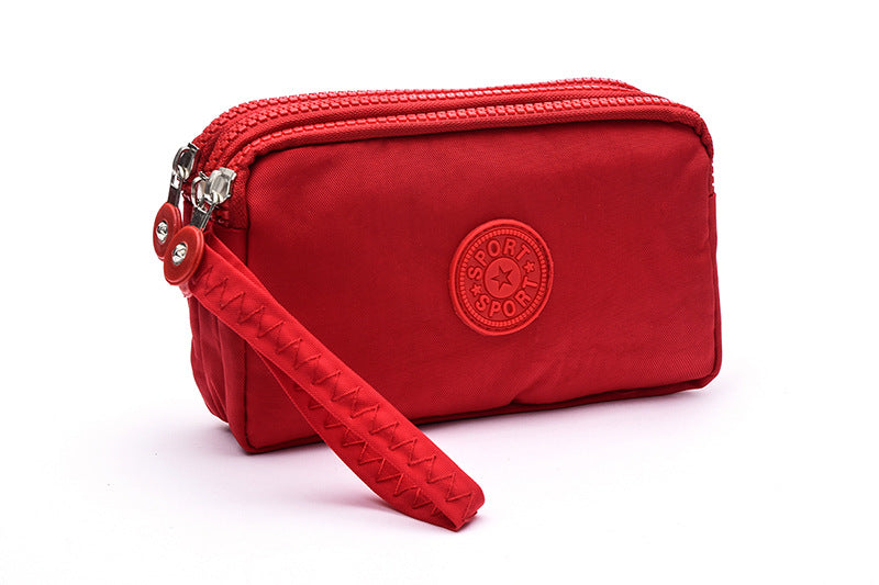 Wholesale Large Three-pull Large-capacity Hand-held Oxford Cloth Coin Purse