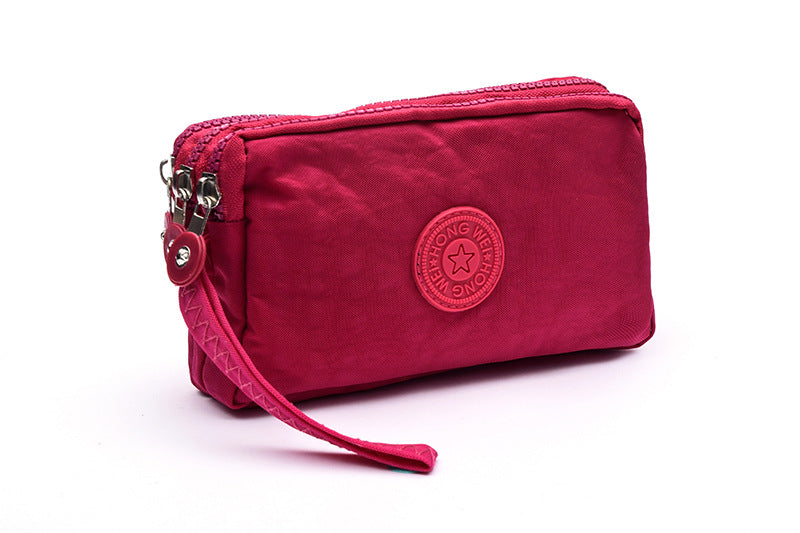 Wholesale Large Three-pull Large-capacity Hand-held Oxford Cloth Coin Purse