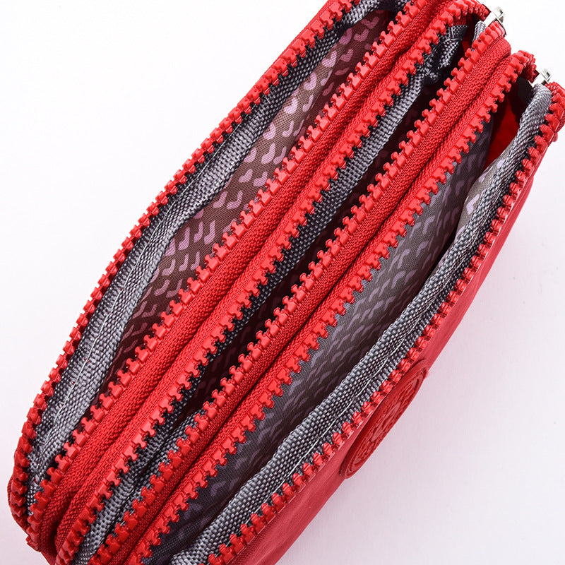 Wholesale Large Three-pull Large-capacity Hand-held Oxford Cloth Coin Purse