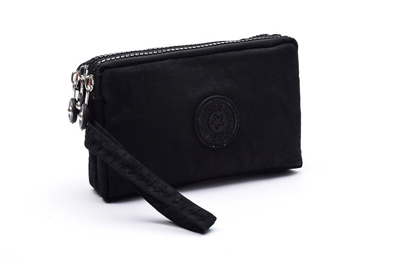 Wholesale Large Three-pull Large-capacity Hand-held Oxford Cloth Coin Purse