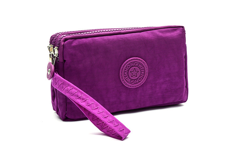 Wholesale Large Three-pull Large-capacity Hand-held Oxford Cloth Coin Purse