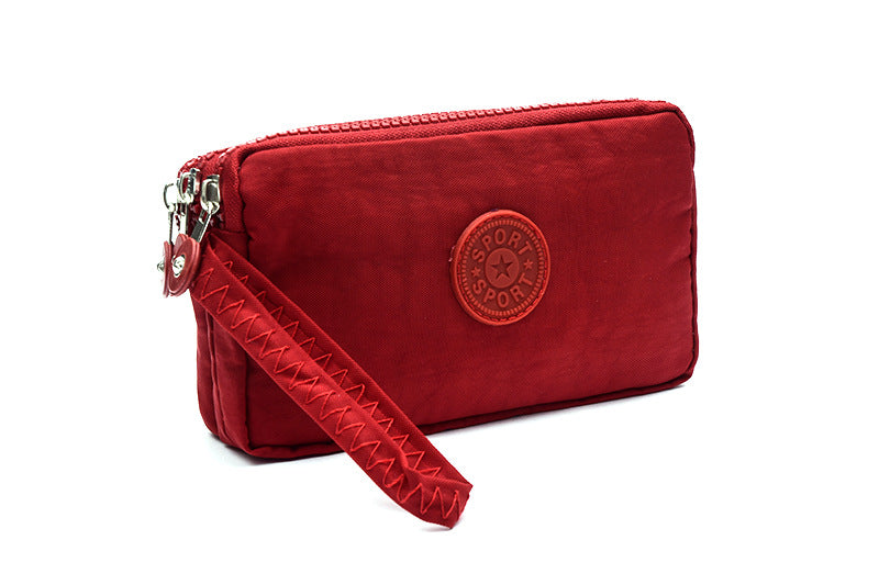 Wholesale Large Three-pull Large-capacity Hand-held Oxford Cloth Coin Purse