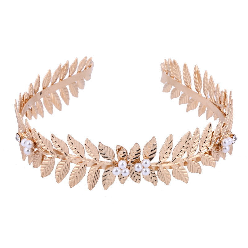 Wholesale Christmas Bride Gold Leaf Crown Tiara Hair accessories