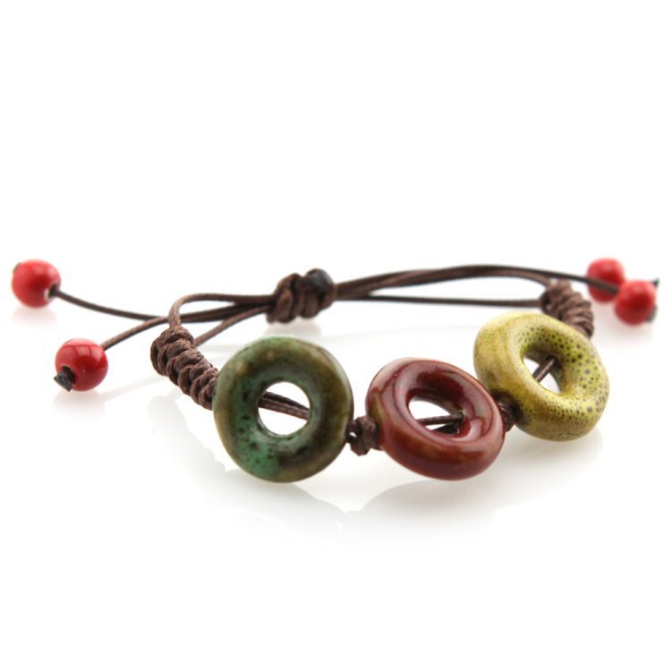 Brazalete de cuentas de cerámica tejida al por mayor