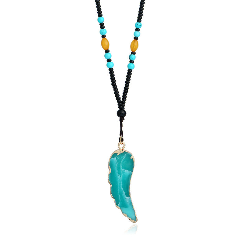 Wholesale National style natural turquoise necklace