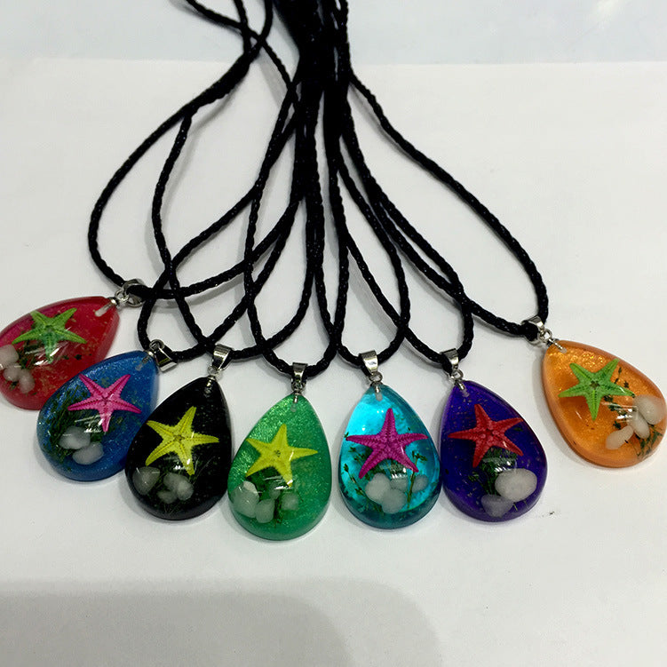 Wholesale Starfish Luminous Stone Resin Necklace