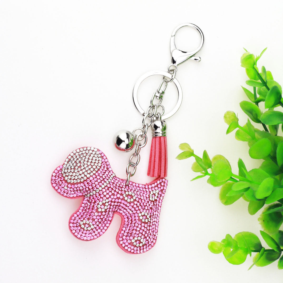 Wholesale Velvet Inlaid Diamond Cute Small Dog Keychains