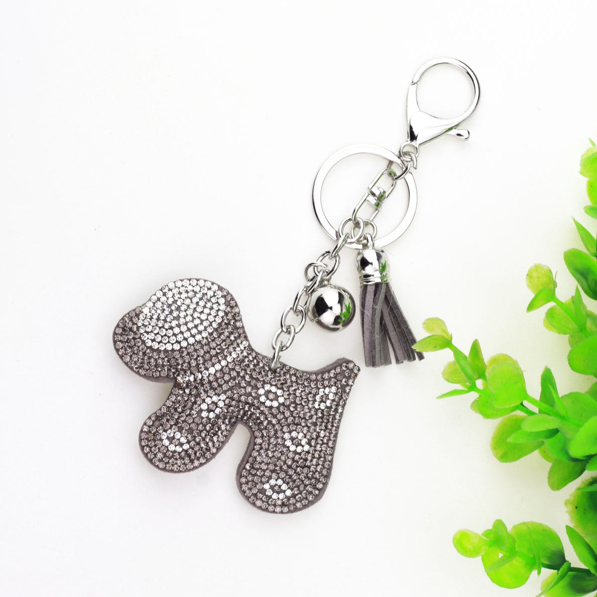 Wholesale Velvet Inlaid Diamond Cute Small Dog Keychains