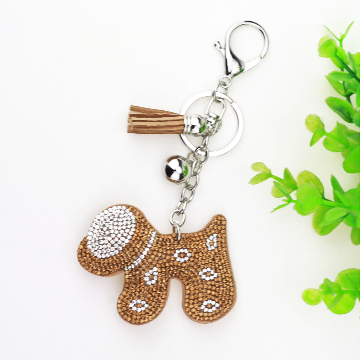 Wholesale Velvet Inlaid Diamond Cute Small Dog Keychains
