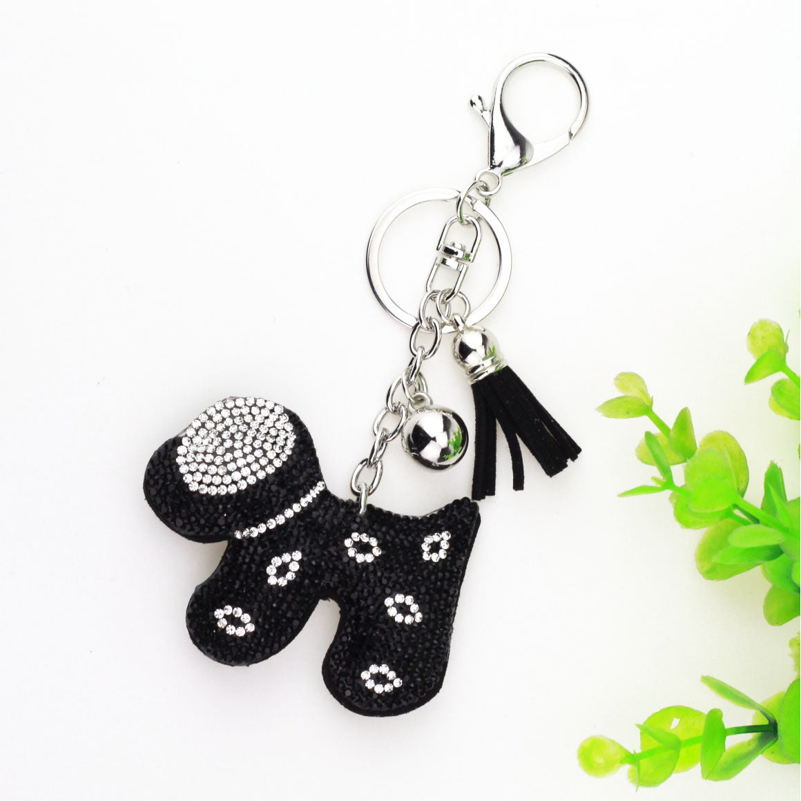 Wholesale Velvet Inlaid Diamond Cute Small Dog Keychains